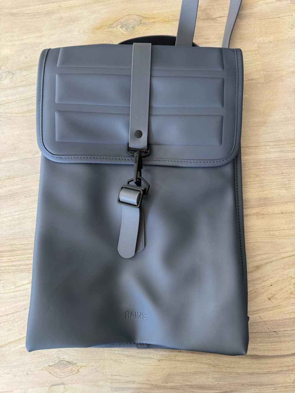 Rains Matte Charcoal Roll-Top Backpack